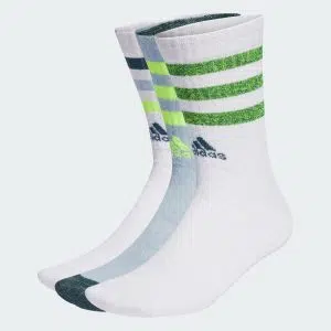 Adidas ถุงเท้า Bold 3-Stripes Cushioned Crew Socks 3 Pairs | White/White/Wonder Blue ( IB3302 )