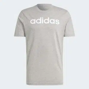 Adidas เสื้อยืดผู้ชาย Essentials Single Jersey Linear Embroidered Logo Tee | Medium Grey Heather ( IC9277 )