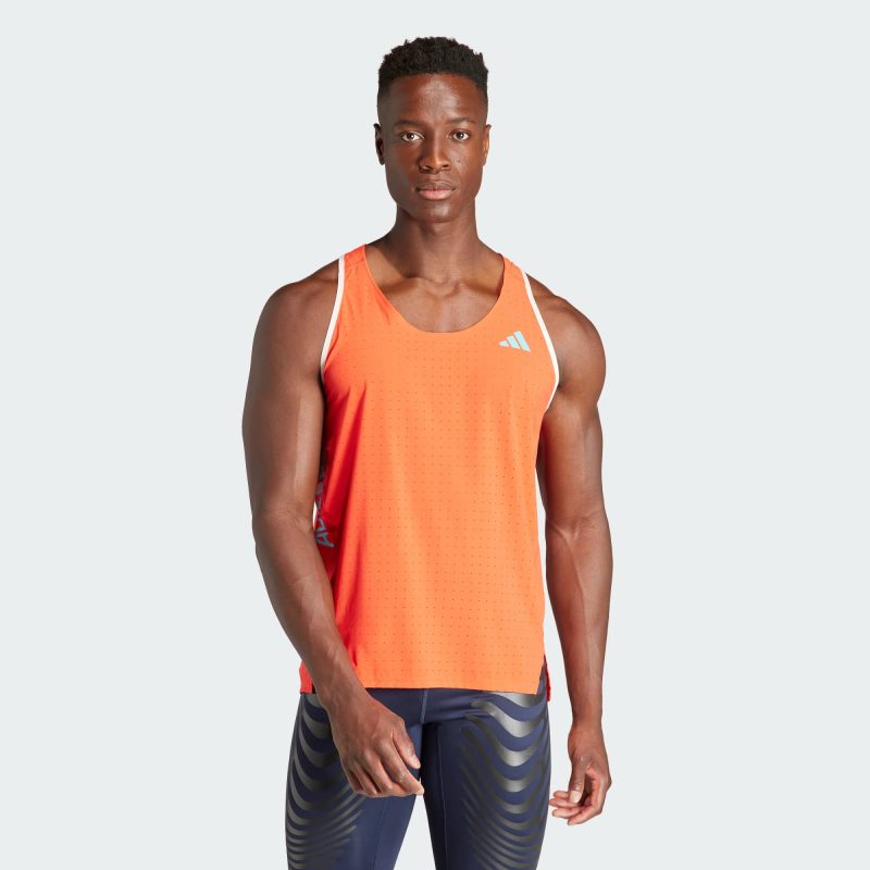 Adidas เสื้อกีฬาผู้ชาย Adizero Running Singlet | Bright Red/Bright Red ( IQ4926 ) - Image 2