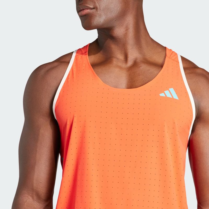 Adidas เสื้อกีฬาผู้ชาย Adizero Running Singlet | Bright Red/Bright Red ( IQ4926 ) - Image 5