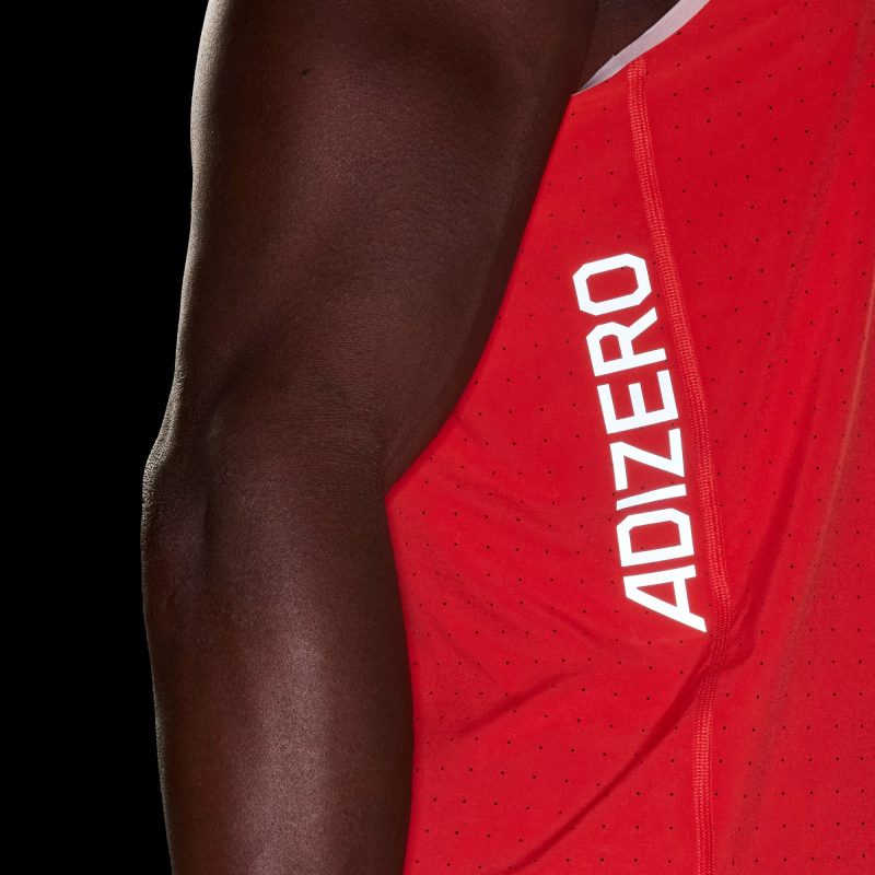 Adidas เสื้อกีฬาผู้ชาย Adizero Running Singlet | Bright Red/Bright Red ( IQ4926 ) - Image 6
