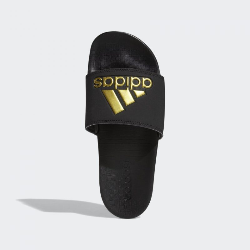 Adidas รองเท้าแตะ Adilette Comfort Slides | Core Black/Gold Metallic/Core Black ( B41742 ) - Image 5