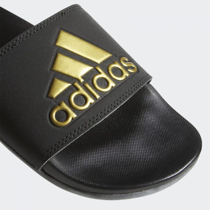 Adidas รองเท้าแตะ Adilette Comfort Slides | Core Black/Gold Metallic/Core Black ( B41742 ) - Image 7