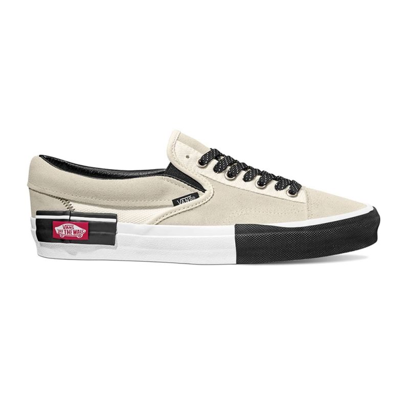 Vans รองเท้าผ้าใบ Slip-On Cap Reflective | Marshmallow/Black ( VN0A3WM5TUU )