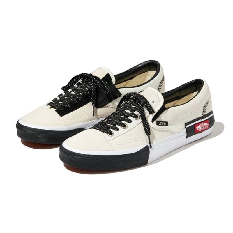 Vans รองเท้าผ้าใบ Slip-On Cap Reflective | Marshmallow/Black ( VN0A3WM5TUU ) - Image 8