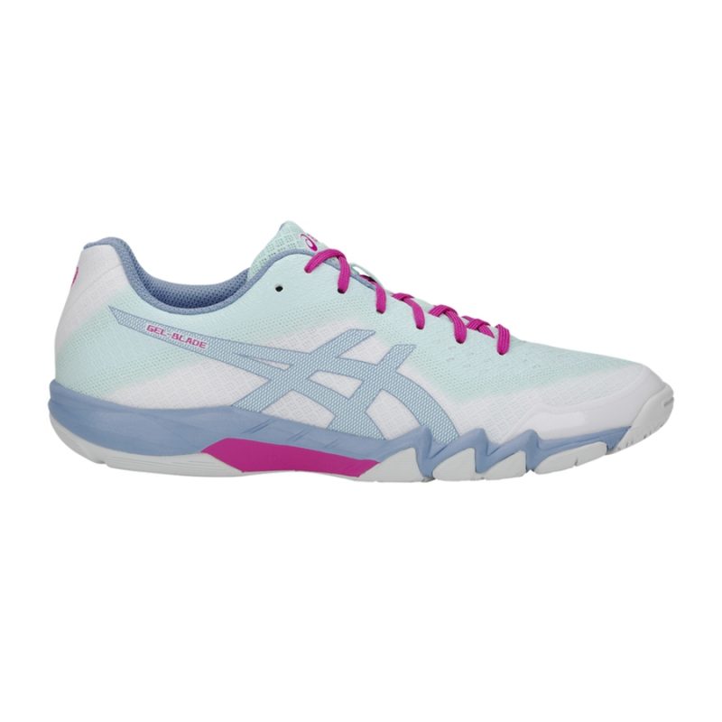 Asics รองเท้าแบดมินตันผู้หญิง Gel-Blade 6 | White/Icy Morning ( R753N-117 ) - Image 2