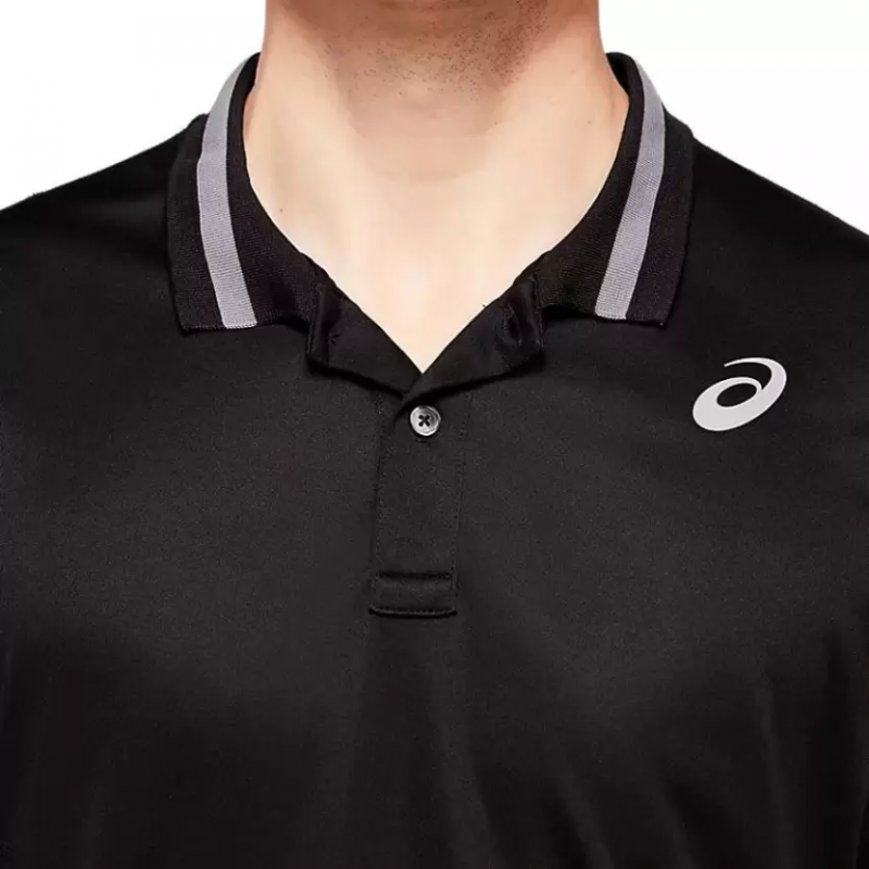 Asics เสื้อเทนนิสผู้ชาย Club Polo Shirt | Performance Black ( 2041A086-001 ) - Image 6