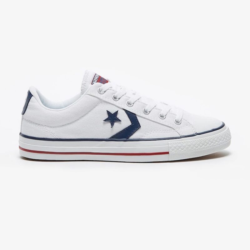 Converse รองเท้าผ้าใบ Star Player Ox | White/White/Navy ( 144151CWW )