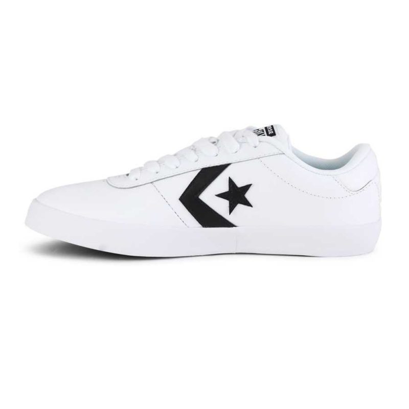 Converse รองเท้าผ้าใบผู้หญิง Point Star Leather Ox | White/White/Black ( 159796CWW ) - Image 3