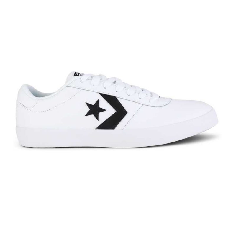 Converse รองเท้าผ้าใบผู้หญิง Point Star Leather Ox | White/White/Black ( 159796CWW ) - Image 4