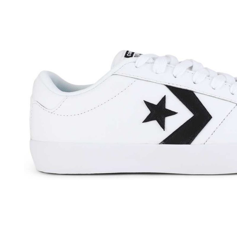 Converse รองเท้าผ้าใบผู้หญิง Point Star Leather Ox | White/White/Black ( 159796CWW ) - Image 7