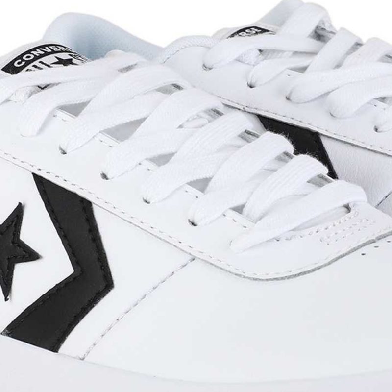 Converse รองเท้าผ้าใบผู้หญิง Point Star Leather Ox | White/White/Black ( 159796CWW ) - Image 8
