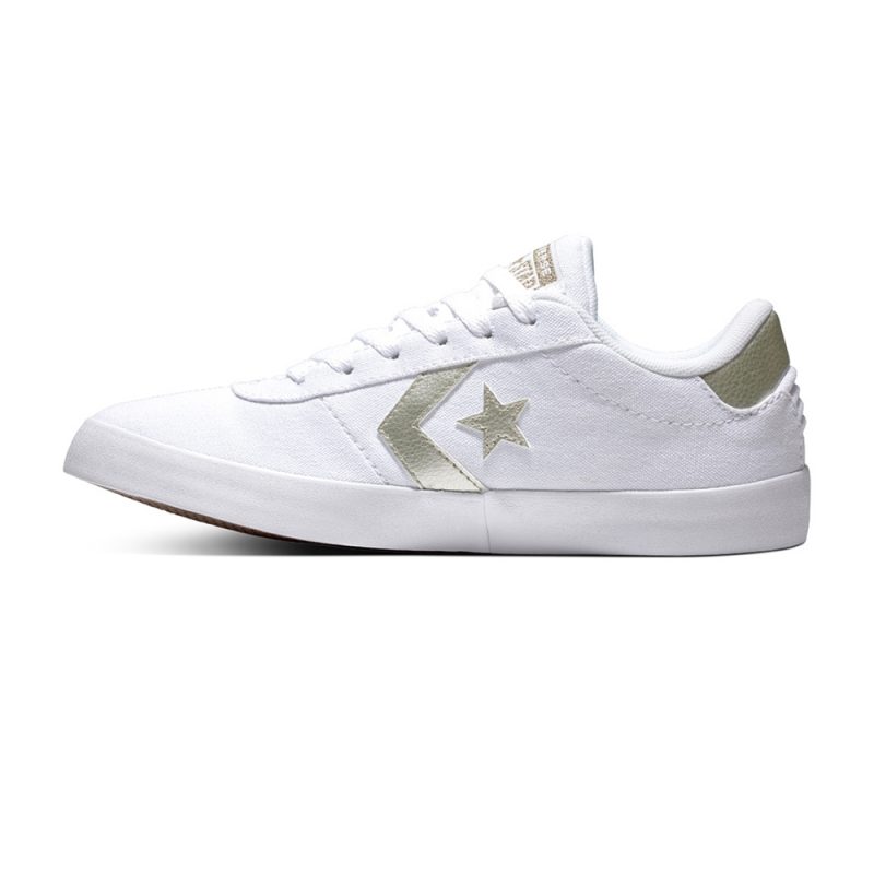 Converse รองเท้าผ้าใบผู้หญิง Point Star Ox | White/White/Gold ( 561781CWW ) - Image 4