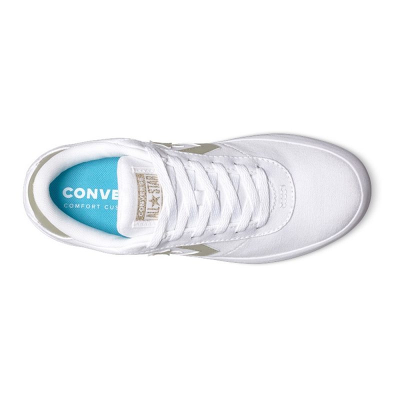 Converse รองเท้าผ้าใบผู้หญิง Point Star Ox | White/White/Gold ( 561781CWW ) - Image 2