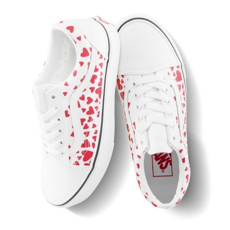 Vans รองเท้าผ้าใบ Old Skool Valentines Hearts | True White/Racing Red ( VN0A3WKT4S0 ) - Image 6