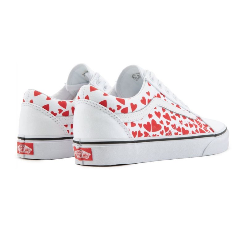Vans รองเท้าผ้าใบ Old Skool Valentines Hearts | True White/Racing Red ( VN0A3WKT4S0 ) - Image 4