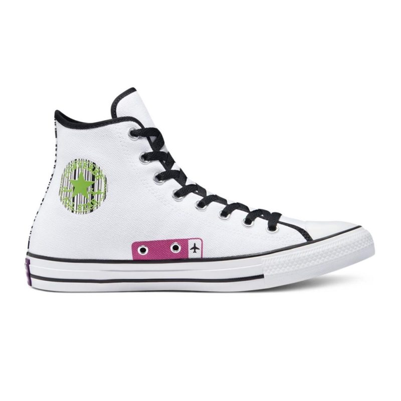 Converse รองเท้าผ้าใบ Chuck Taylor All Star Traveler High Top Hi | White/Black/Bold Wasabi ( 170851CU1WM )