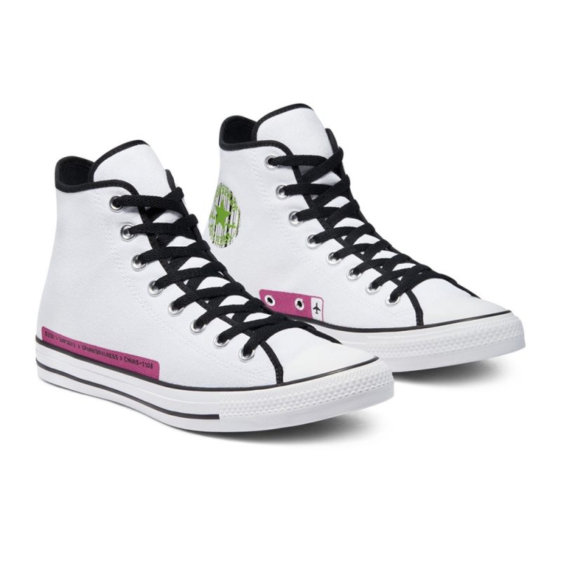 Converse รองเท้าผ้าใบ Chuck Taylor All Star Traveler High Top Hi | White/Black/Bold Wasabi ( 170851CU1WM ) - Image 5