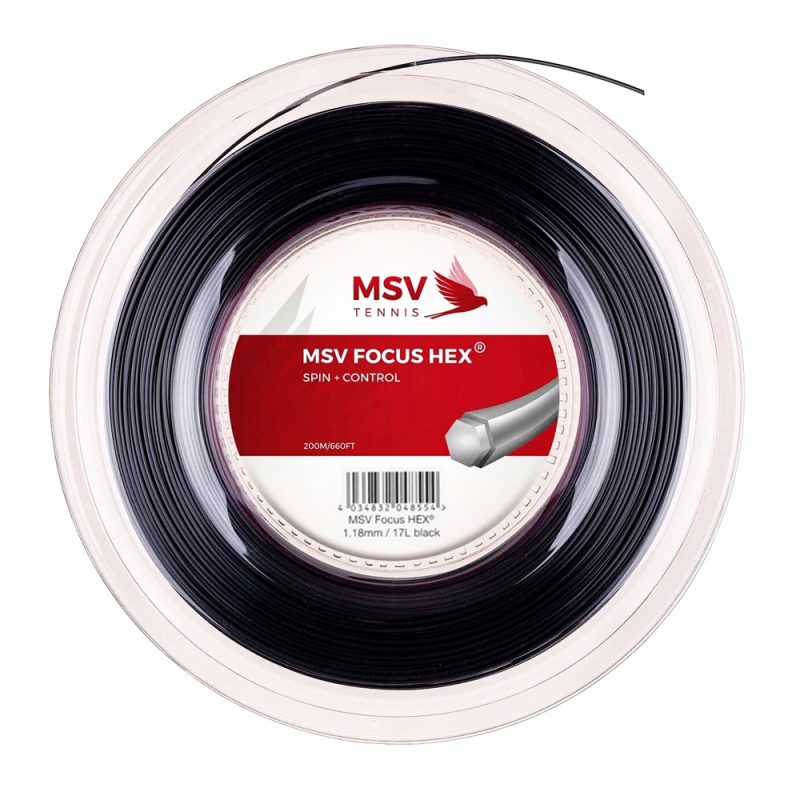 Msv เอ็นไม้เทนนิส Focus Hex Spin + Control 1.88mm / 17L Tennis String Reel | Black