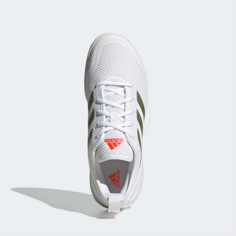 Adidas รองเท้าเทนนิสผู้หญิง Court Control | Cloud White/Gold Metallic/Solar Red ( H00942 ) - Image 5
