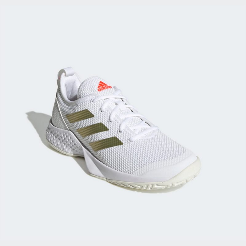 Adidas รองเท้าเทนนิสผู้หญิง Court Control | Cloud White/Gold Metallic/Solar Red ( H00942 ) - Image 2