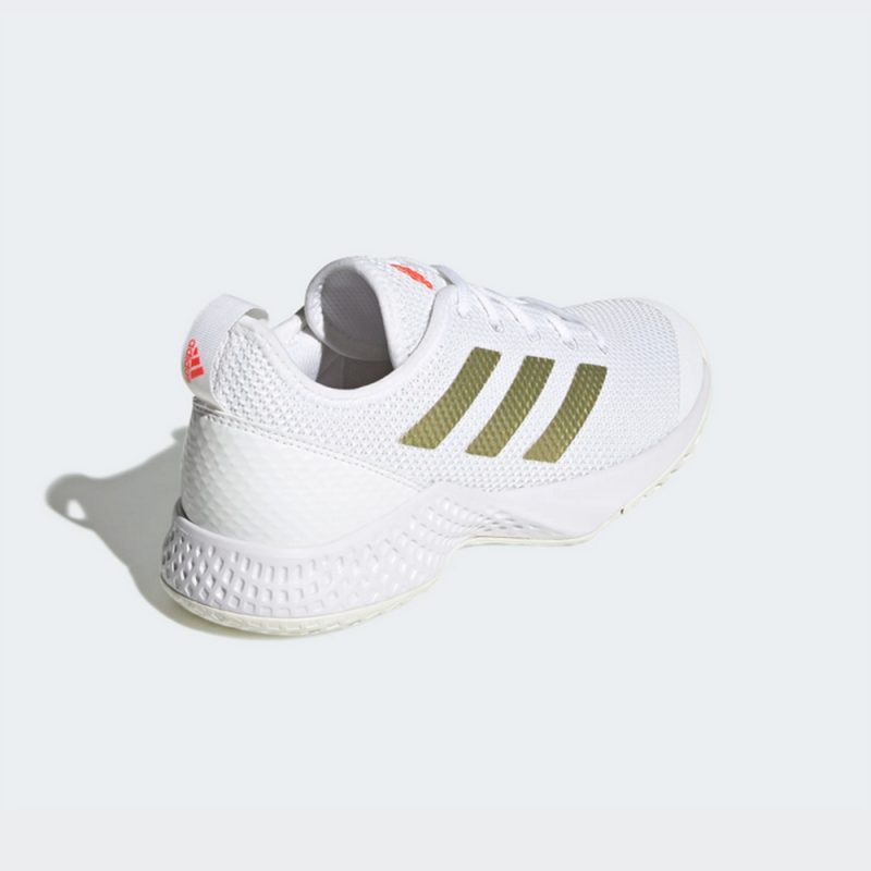 Adidas รองเท้าเทนนิสผู้หญิง Court Control | Cloud White/Gold Metallic/Solar Red ( H00942 ) - Image 3