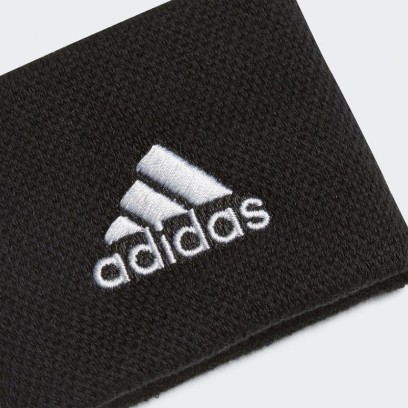 Adidas ปลอกรัดข้อมือเทนนิสแบบสั้น Tennis Wristband Small | Black/White ( CF6280 ) - Image 3