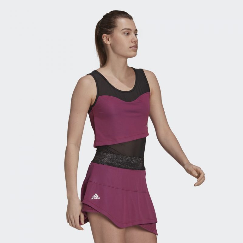 Adidas ชุดบอดี้สูทเทนนิสผู้หญิง Tennis Primeblue Bodysuit | Scarlet/Semi Night Flash ( GP7846 ) - Image 7