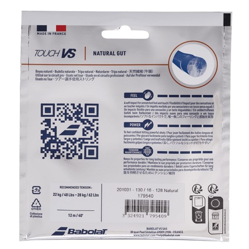 Babolat เอ็นไม้เทนนิส Touch VS 16G/1.30mm Tennis Strings Reel | Natural ( 201031 ) - Image 3