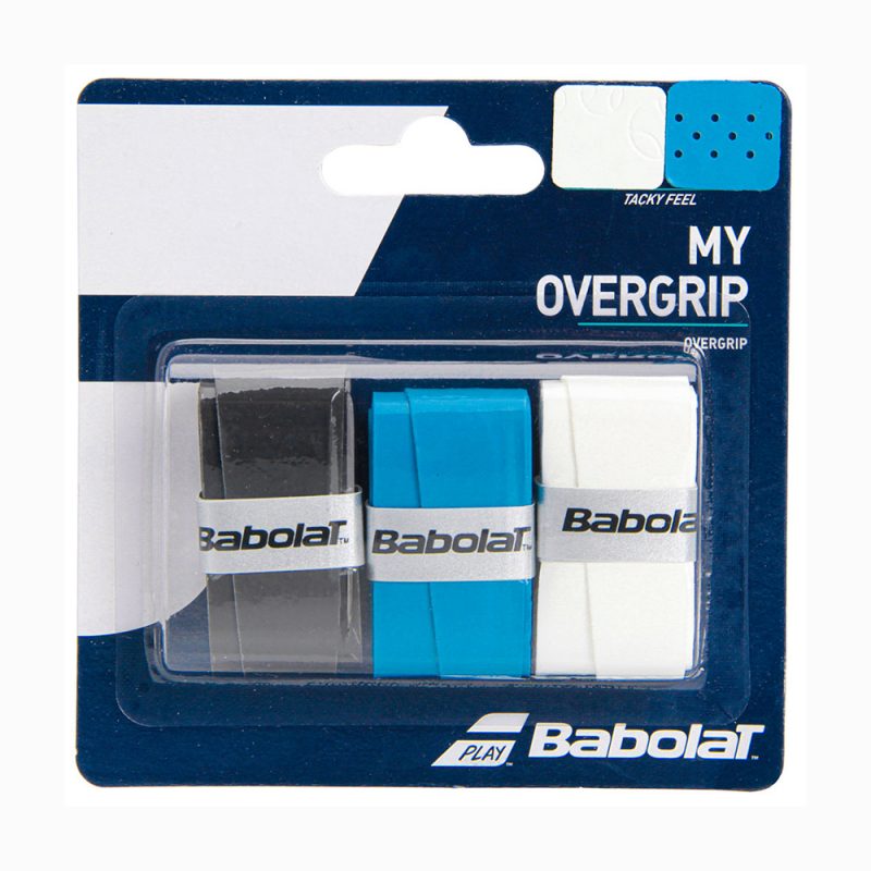 Babolat เทปพันด้าม/กริ๊ปพันด้าม ไม้เทนนิสไม้แบดมินตัน My Overgrip x3 Grip Tape Racket Tennis | White/Black/Blue ( 653045 ) - Image 3