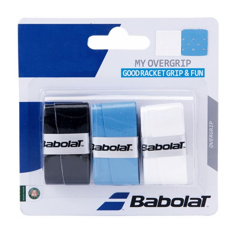 Babolat เทปพันด้าม/กริ๊ปพันด้าม ไม้เทนนิสไม้แบดมินตัน My Overgrip x3 Grip Tape Racket Tennis | White/Black/Blue ( 653045 ) - Image 6