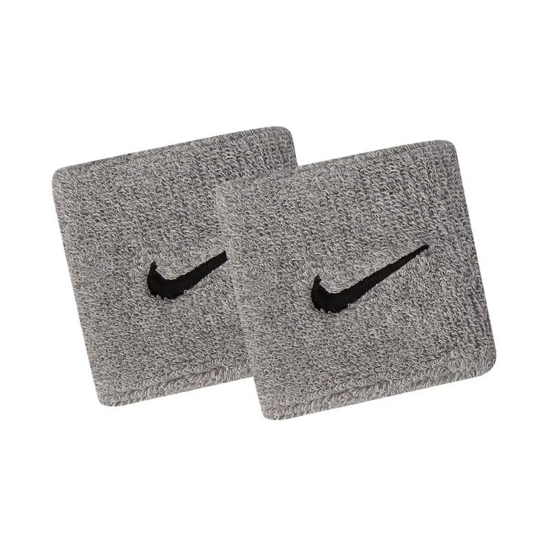 Nike ปลอกรัดข้อมือเทนนิสแบบสั้น Swoosh Wristbands | Grey/Black ( N.NN.04.051 ) - Image 9