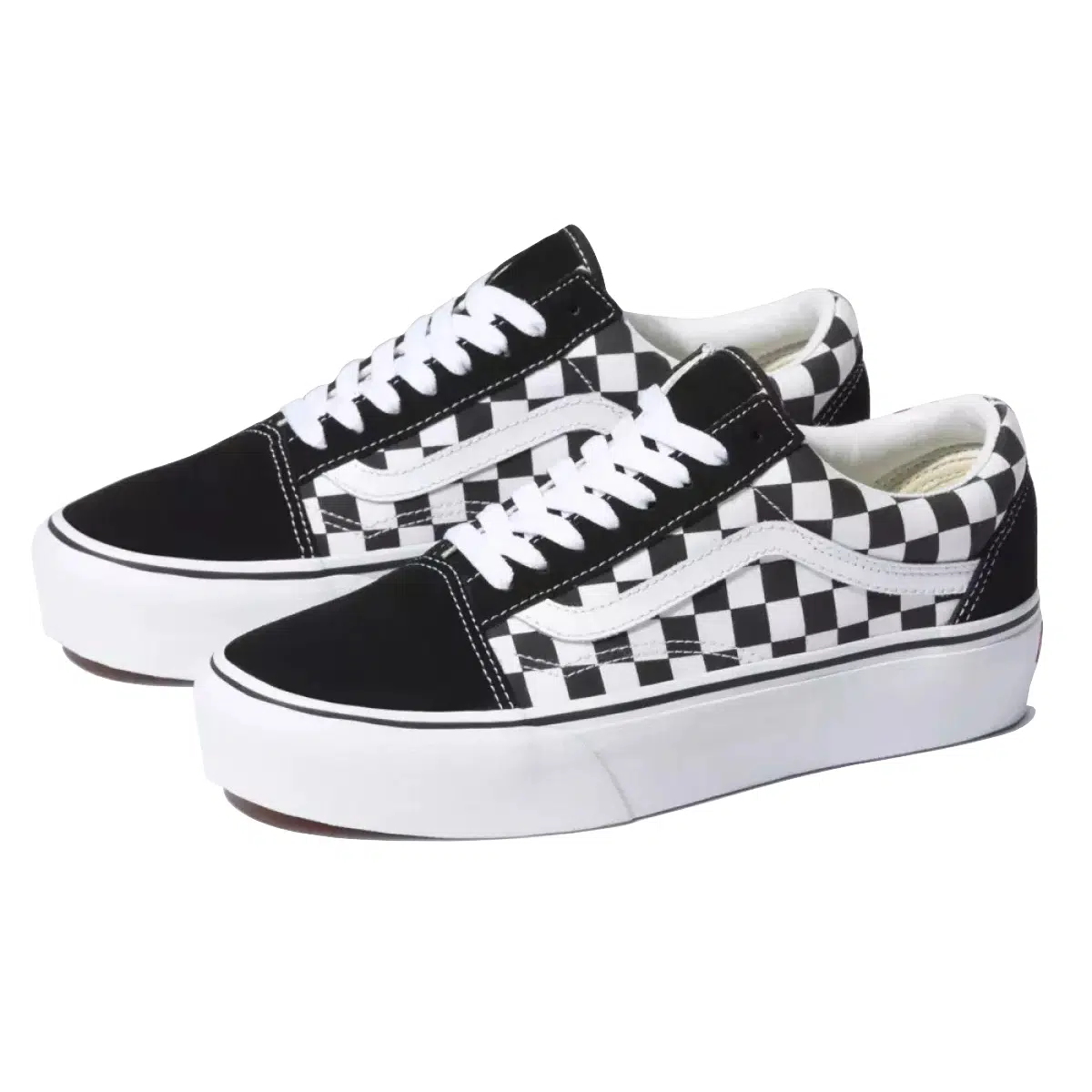 Vans รองเท้าผ้าใบ Old Skool Checkerboard Platform | Black/True White ( VN0A3B3UHRK ) - Image 8