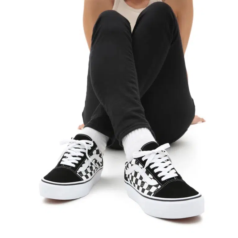 Vans รองเท้าผ้าใบ Old Skool Checkerboard Platform | Black/True White ( VN0A3B3UHRK ) - Image 11