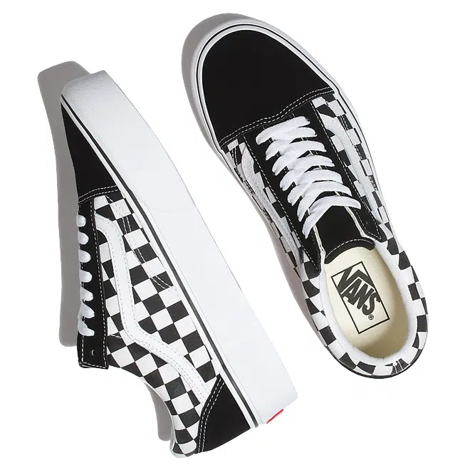 Vans รองเท้าผ้าใบ Old Skool Checkerboard Platform | Black/True White ( VN0A3B3UHRK ) - Image 9