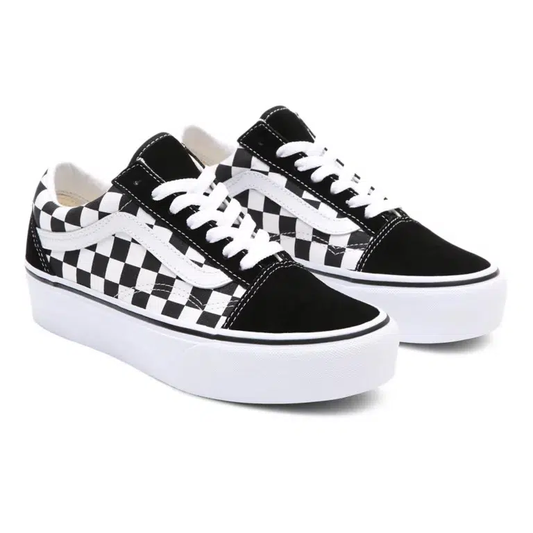 Vans รองเท้าผ้าใบ Old Skool Checkerboard Platform | Black/True White ( VN0A3B3UHRK ) - Image 5