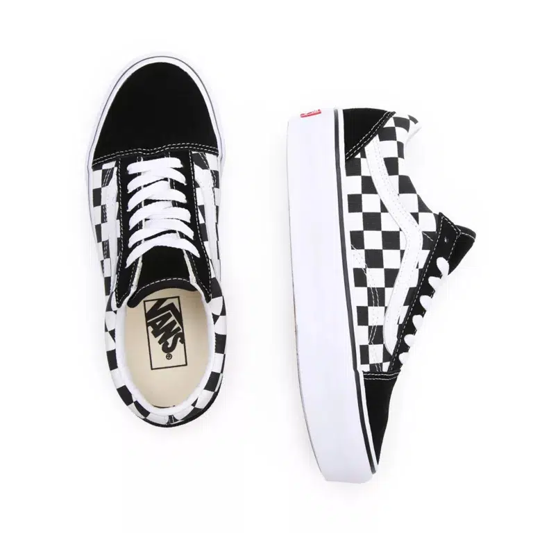 Vans รองเท้าผ้าใบ Old Skool Checkerboard Platform | Black/True White ( VN0A3B3UHRK ) - Image 6