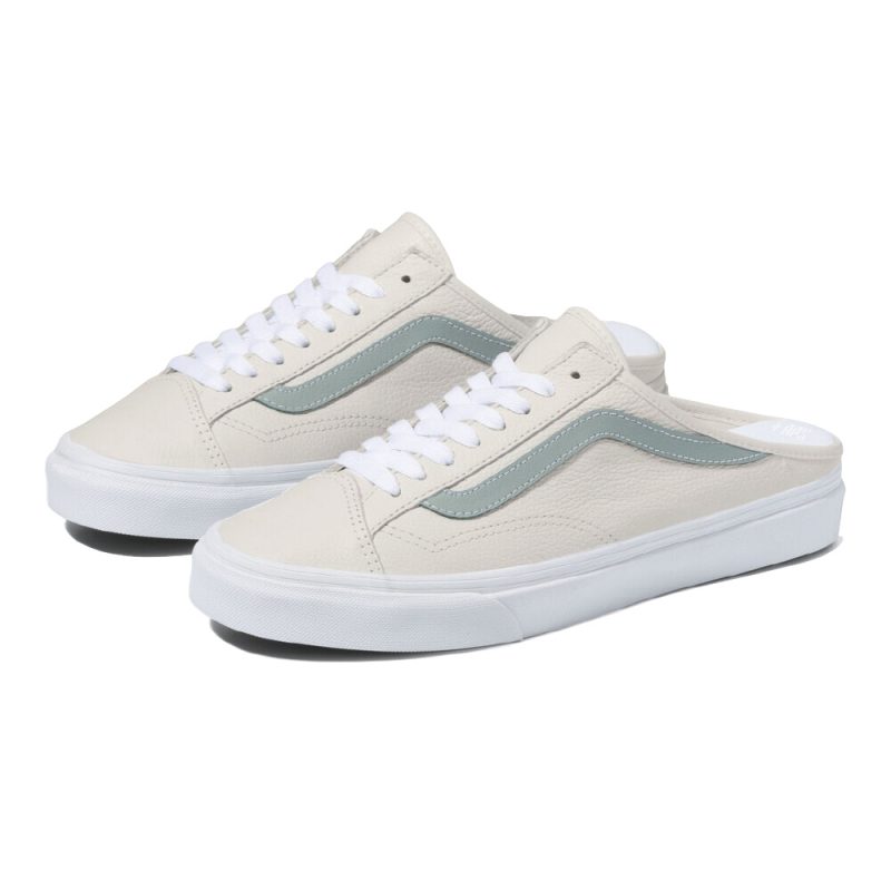 Vans รองเท้าผ้าใบ Style 36 Mule Leather | True White/Green Milieu ( VN0A7Q5YB9F ) - Image 8