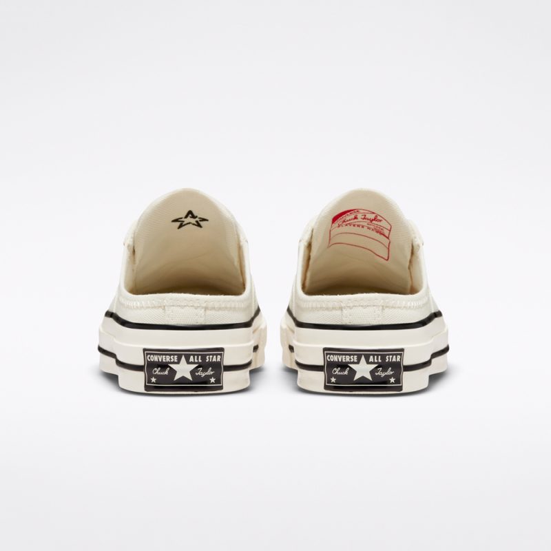 Converse รองเท้าผ้าใบ Chuck 70 Mule Recycled Canvas Slip | Egret/Egret/Black ( 172592CS2CMXX ) - Image 4