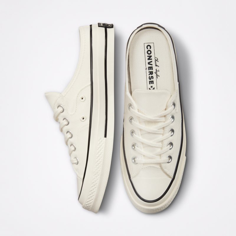 Converse รองเท้าผ้าใบ Chuck 70 Mule Recycled Canvas Slip | Egret/Egret/Black ( 172592CS2CMXX ) - Image 6