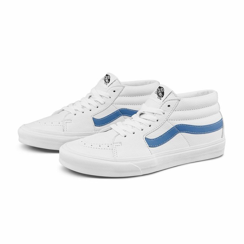 Vans รองเท้าผ้าใบ Sk8-Mid Leather | True White/Moonlight Blue ( VN0A3WM3B38 ) - Image 5