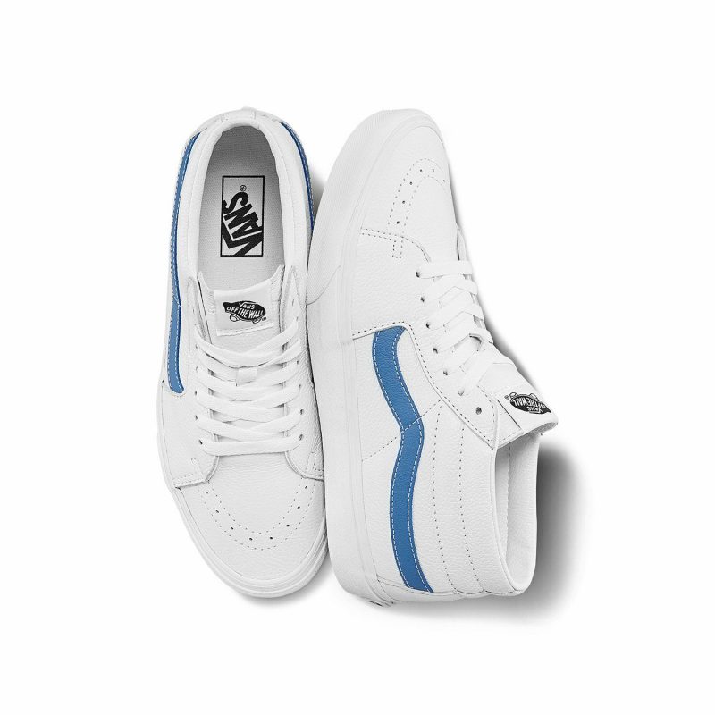 Vans รองเท้าผ้าใบ Sk8-Mid Leather | True White/Moonlight Blue ( VN0A3WM3B38 ) - Image 6