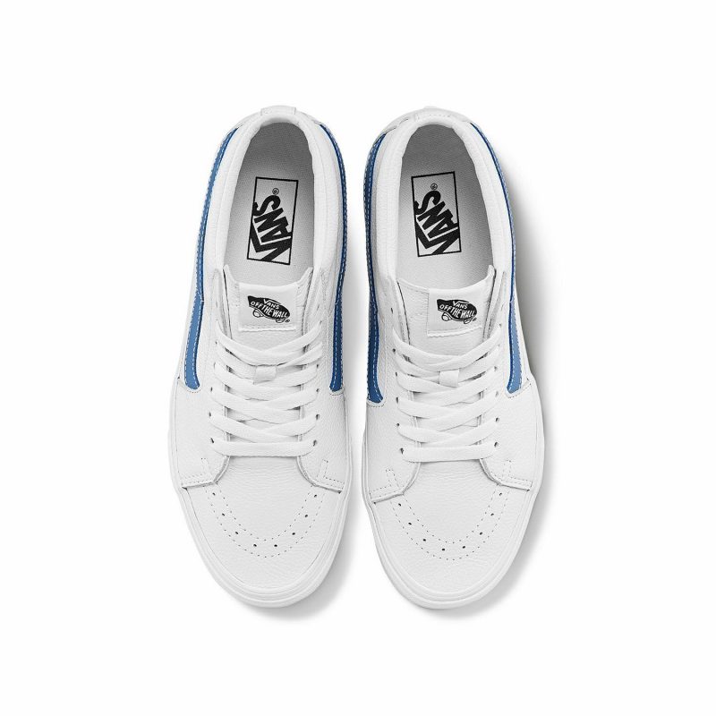 Vans รองเท้าผ้าใบ Sk8-Mid Leather | True White/Moonlight Blue ( VN0A3WM3B38 ) - Image 7