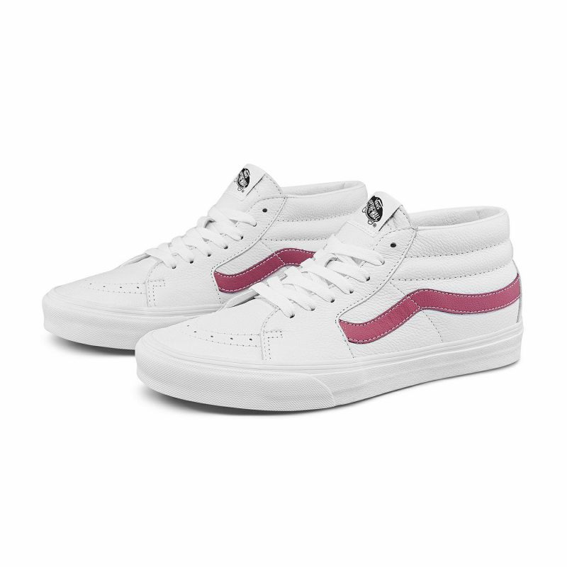 Vans รองเท้าผ้าใบ Sk8-Mid Leather | True White/Deco Rose ( VN0A3WM3B84 ) - Image 5