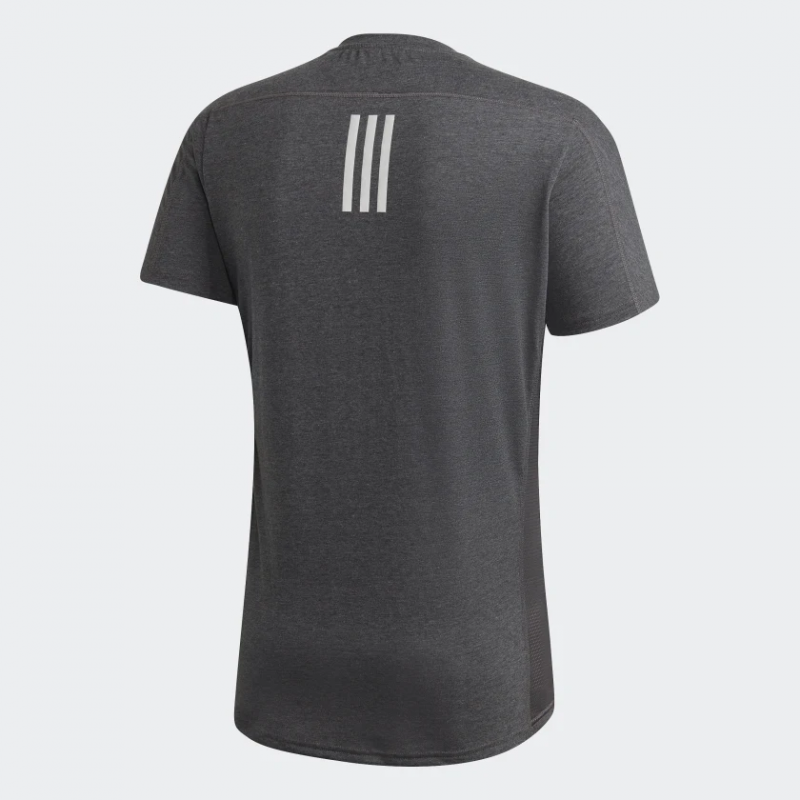 Adidas เสื้อวิ่งผู้ชาย Own The Run Soft Tee | Dark Grey Heather ( FS9801 ) - Image 2