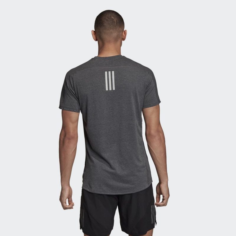 Adidas เสื้อวิ่งผู้ชาย Own The Run Soft Tee | Dark Grey Heather ( FS9801 ) - Image 6