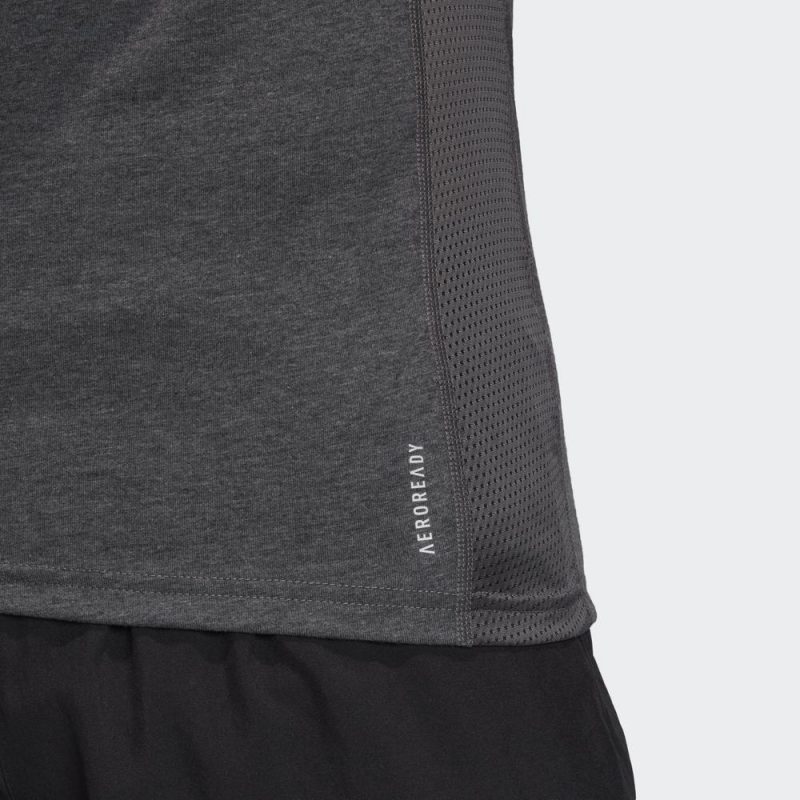 Adidas เสื้อวิ่งผู้ชาย Own The Run Soft Tee | Dark Grey Heather ( FS9801 ) - Image 8