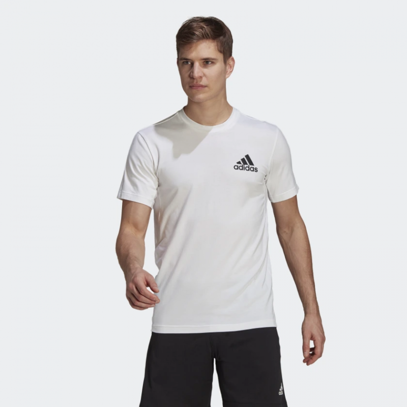 Adidas เสื้อกีฬาผู้ชาย Designed 2 Move AEROREADY Motion Tee | White/Black ( GM2115 ) - Image 2