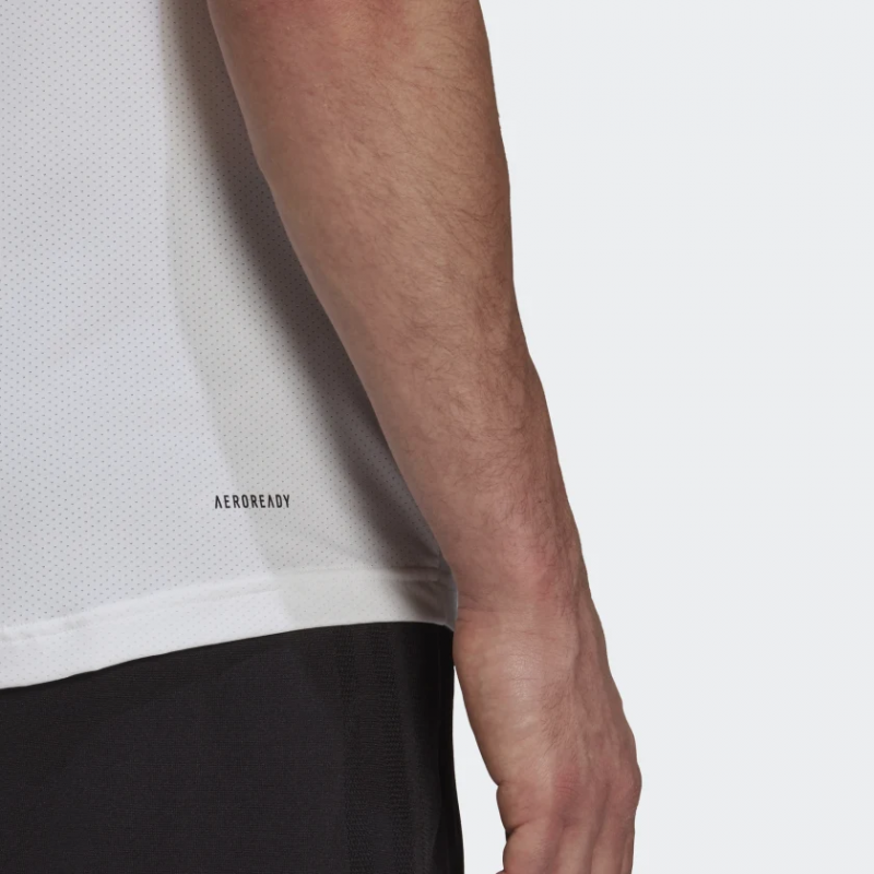 Adidas เสื้อกีฬาผู้ชาย Designed 2 Move AEROREADY Motion Tee | White/Black ( GM2115 ) - Image 6