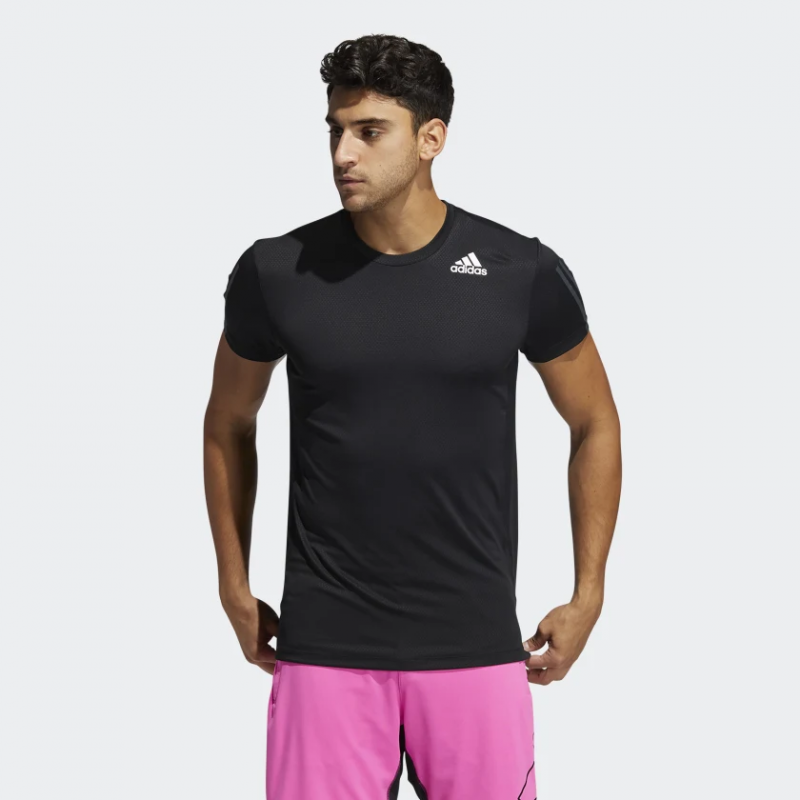 Adidas เสื้อกีฬาผู้ชาย HEAT.RDY 3-Stripes Tee | Black ( GP7653 ) - Image 2